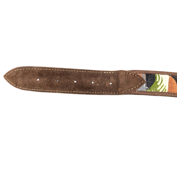 Soft Brown Suede Belt With Handwoven Multicolored Southwest Print Size 42 main image 6
